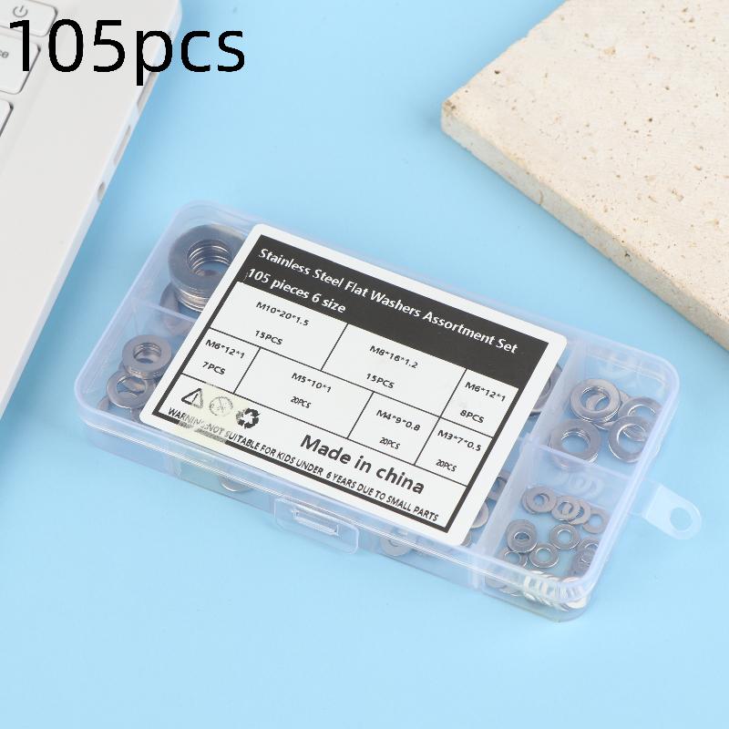 80/105/180/360/580 Pcs Stainless Steel Flat Washers Set Perfect For Home Decor Factory Repair Kitchens