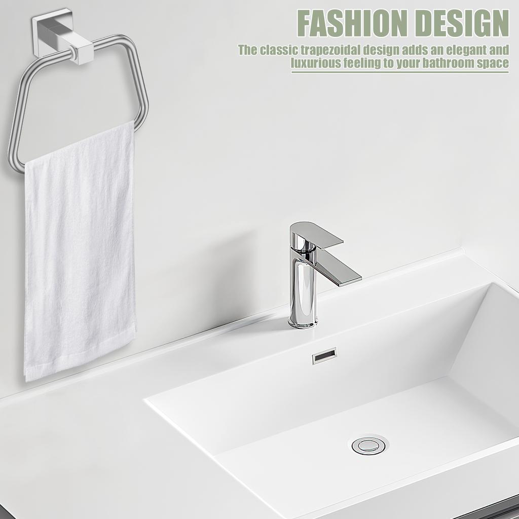 Stainless Steel Towel Holder Bathroom Wall Towel Hanger Ring Moisture Proof Minimalist Design Shower Storage Rack