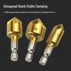Hex Shank Five-Flute Countersink Bit Set (6-Piece: 6mm-19mm) Woodworking Hole Opener