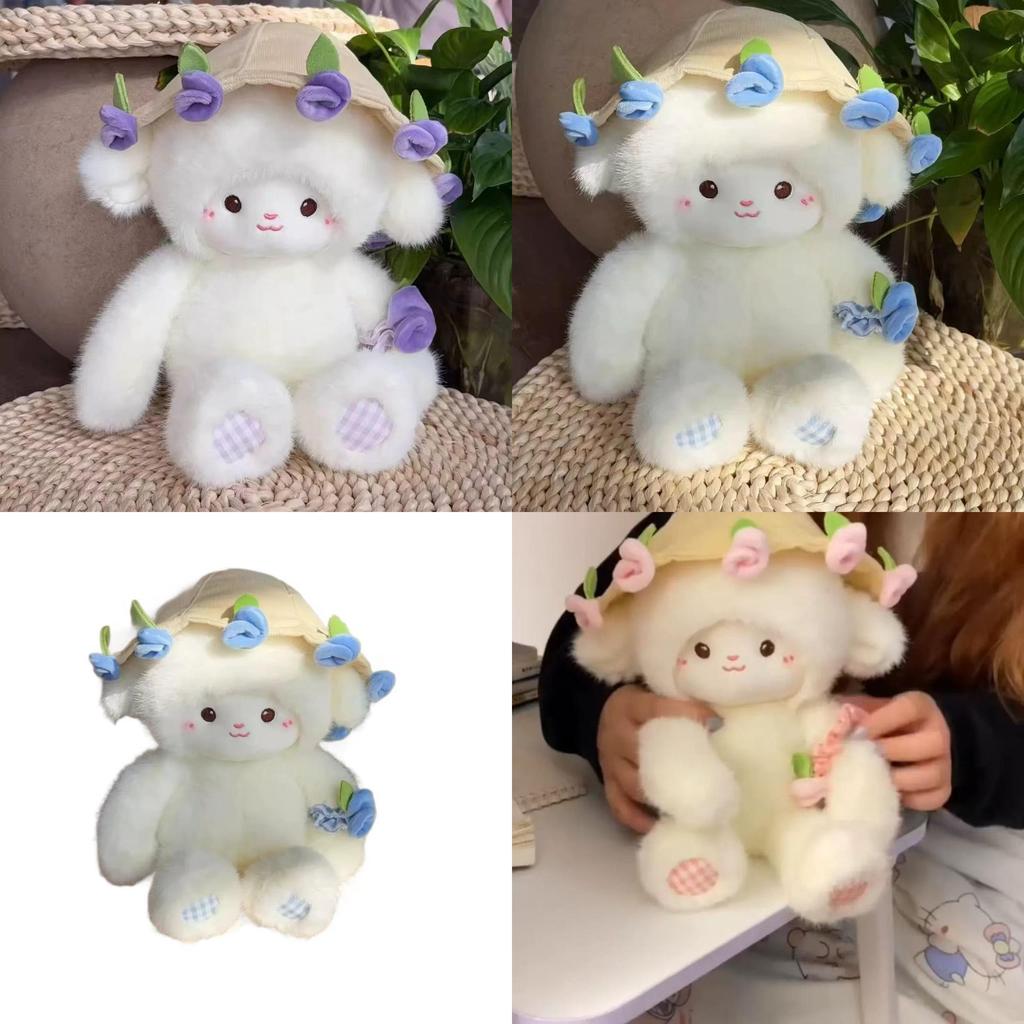 Plush Sheep Toy With Rose Bouquet For Valentines Day And Gift Giving