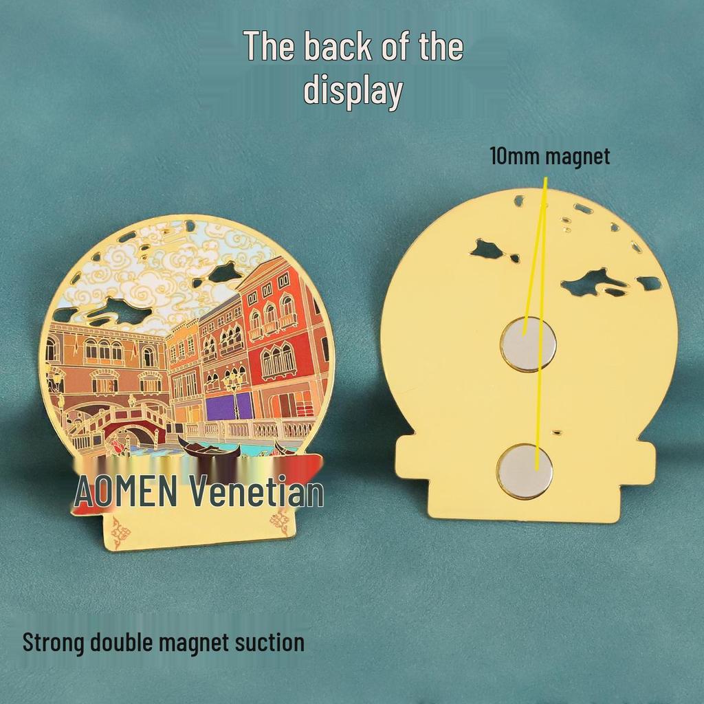 Macau Metall Kühlschrankmagnet - Ruinen von St.. Paul's, Macau Tower, Cunha Street Kreatives Souvenir