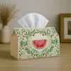 1pc Tropical Summer Fruit Tissue Box-Watermelon Strawberry Botany,Durable Napkin Organizer for Car,Kitchen,Dining,Home Decor-Decorative Tabletop Party