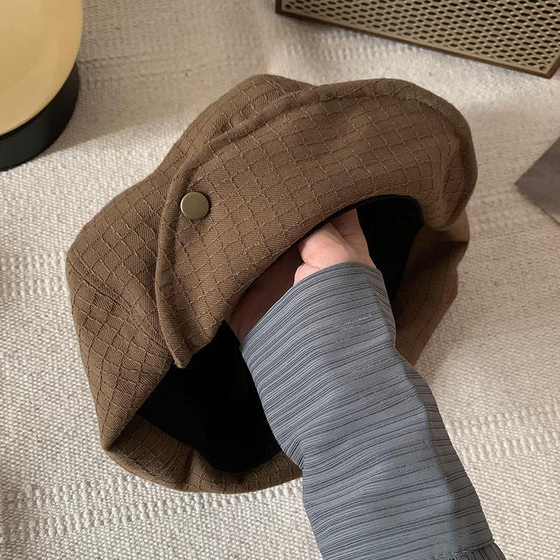 Autumn And Winter Versatile Korean Version Flanged Black Beret Female Face Small Bud Painter Hat Big Head Circumference Literary Hat