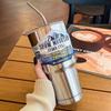30oz Stainless Steel Water Bottle with Straw Thermos Tumbler Keep Drink Cold Hot Vacuum Flasks Mugs Coffee Cups Car Bottle