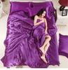 Satin Flat Bed Sheet Smooth  Luxury Satin Silk Bedding Set with Duvet Cover Bed Sheet 1 Duvet Cover+1 Bed Sheet+2 Pillowcases