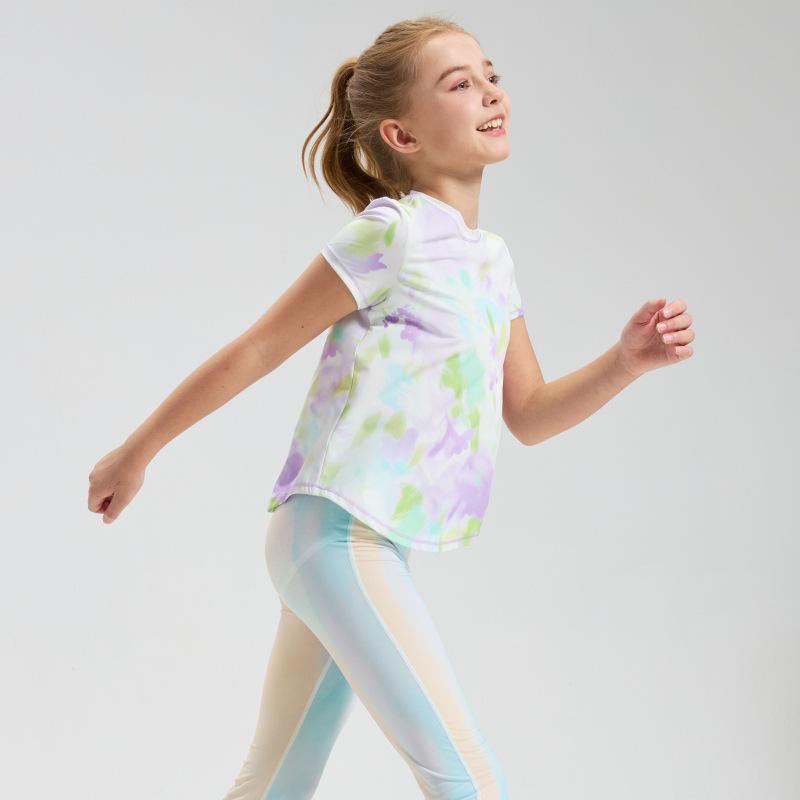 Girls' Quick-Dry Short-Sleeve Sports T-Shirt with UPF50+ Sun Protection