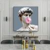 Moderne Bilder David bläst rosa Blase Leinwand Gemälde für Wohnzimmer Dekor Wand Kunstdruck David Skulptur Drucke Cuadros
