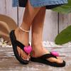 Fashion Women's Heart Shape Decor Wedges Slides Low Heel Clip-Toe Soft Bottom Slippers Weightlight Comfort Non-Slip Summer Sandals Mujer