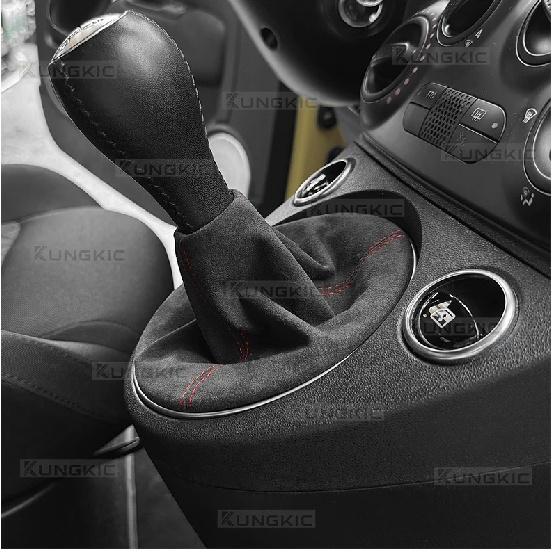 Suede For Fiat 500 2011-2024 Abarth 595 695 2016 2017 2018 2019 2020 2021 2022 2023 2024 Gear Shift Boot Manual Shifter Cover