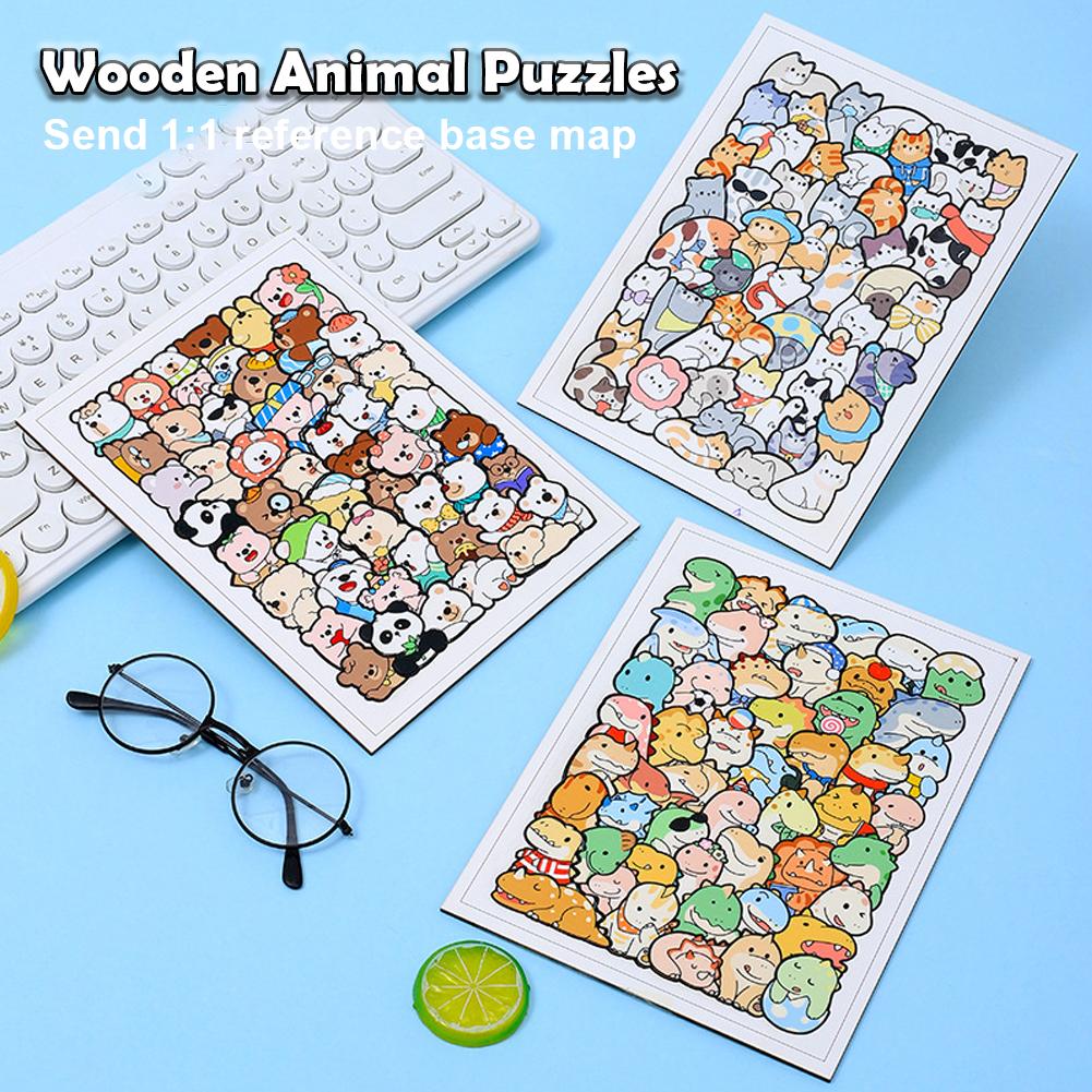 50pcs Wooden Cat Puzzles Animal Wooden Puzzle Stacking Toys Educational Puzzle For Kid Boys Girls Gifts Decoration Painting