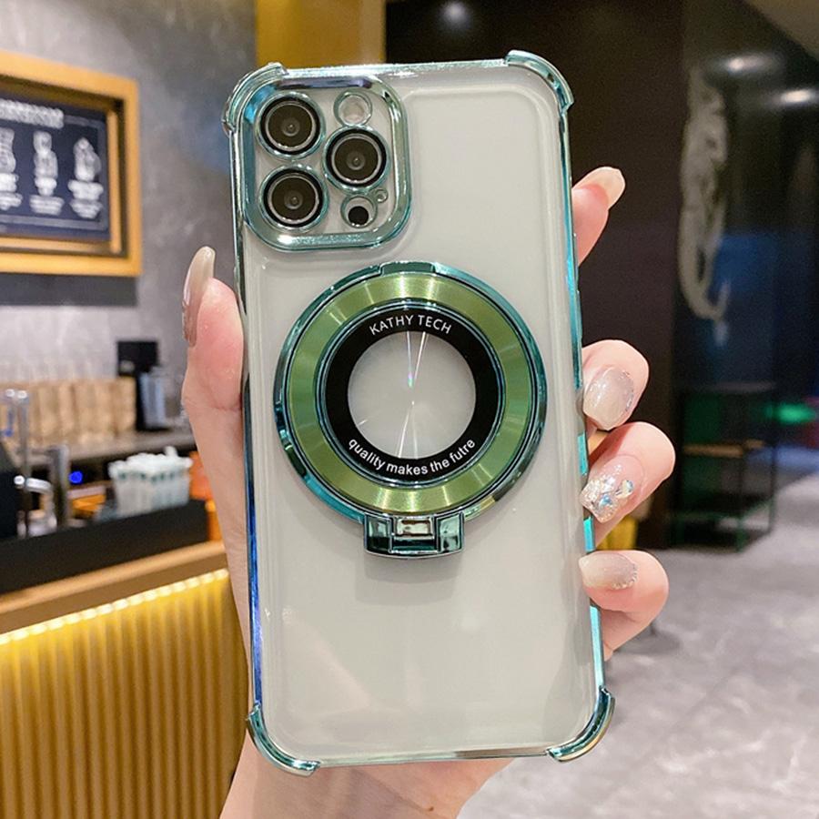 

Роскошный противоударный магнитный кронштейн с покрытием для прозрачного чехла Magsafe для iPhone 15 16 14 13 12 11 Pro Max с чехлом-подставкой For iPhone 14