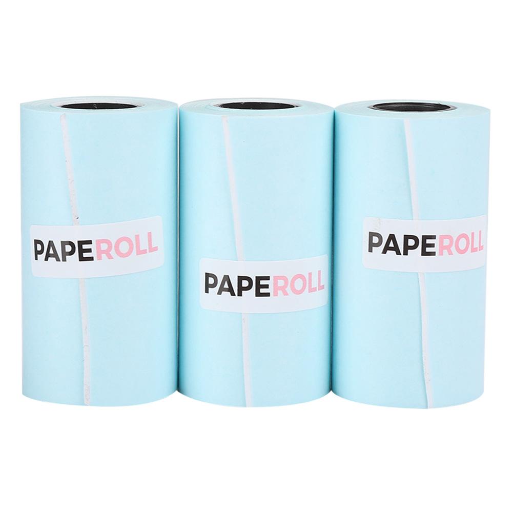 3PCs Sticker Thermal Paper Waterproof Anti‑Friction Anti‑Oil 56MM for Peripage Printer(Light Blue )
