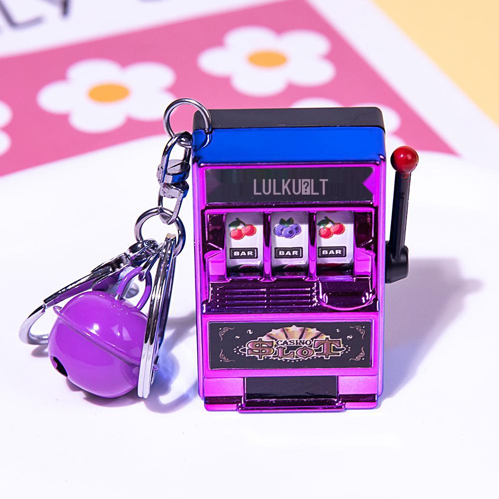 Retro Joystick Fruit Machine Keychain: Playable Spin Wheel Pendant Toy