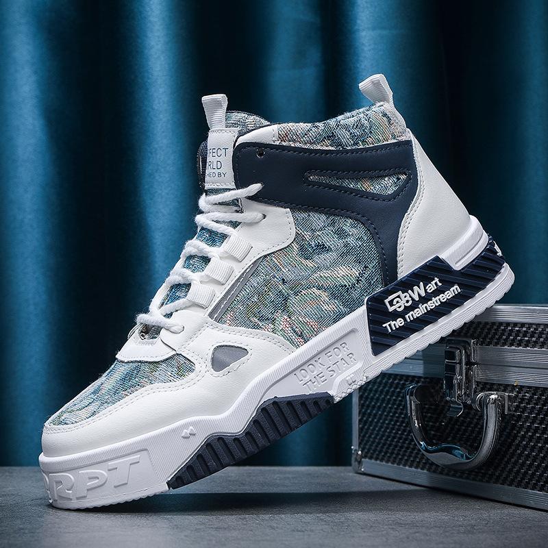 New Men's Shoes for Spring High Top Thick Soled Shoes for Men's Sports and Casual Shoes Fashionable Student Trendy Shoes