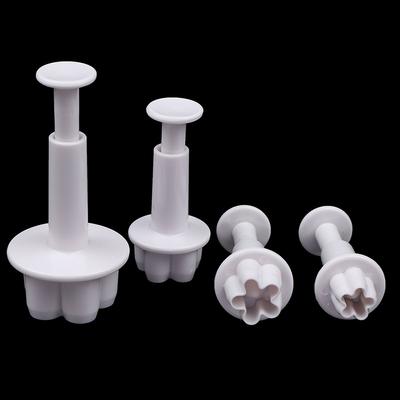 4Pcs Plum Flower Fondant Cake Cutter Plunger Cookie Mold Decorating Candy Mould