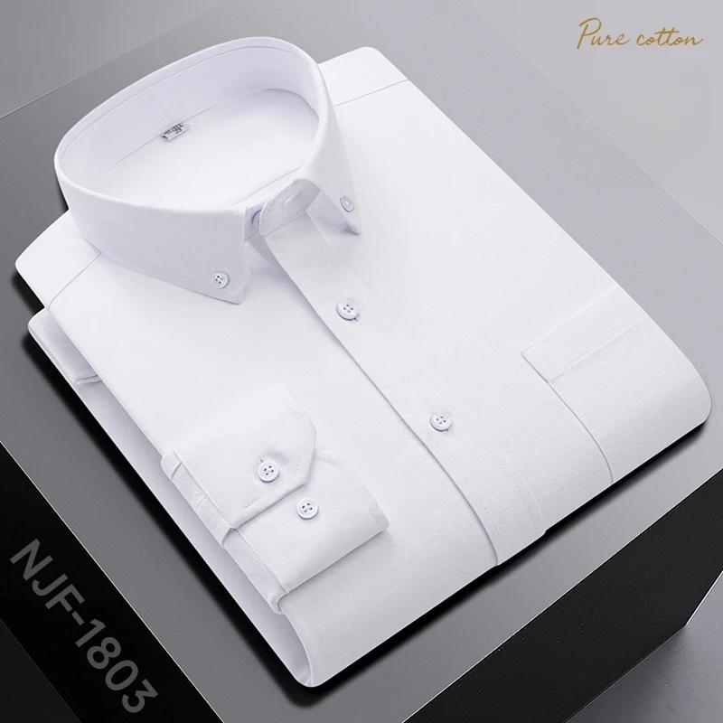 Nouveau dans Chemise Surdimensionnée Manches Longues 100% Coton Chemises pour Hommes Coupe Ajustée Formel Uni Chemise à Carreaux Décontracté Hauts Designer Vêtements Noirs
