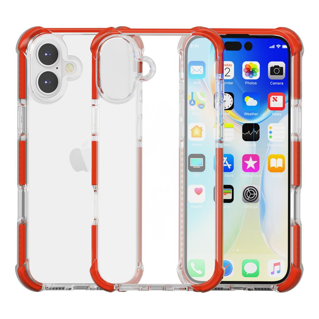 Clear Mobile Phone Case for iPhone 16 TPU+TPE+PC Phone Cover