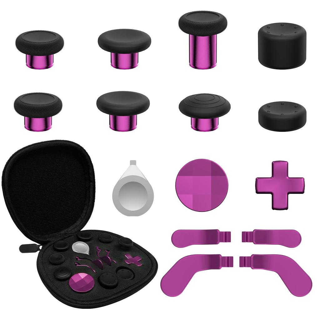 CHARM FOCUS Metal Thumbstick Replacement Kit for Xbox Elite Series 2 Includes Magnetic Silicone and Adjustment Tool 16-in-1 – Joystick, Paddles, Caps,