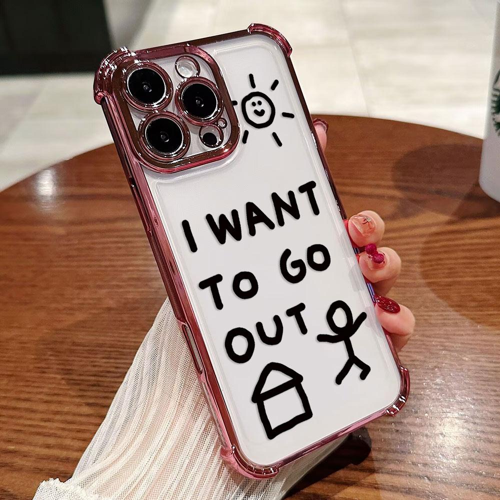 

I Want To Go Home Plating Phone Case For Samsung S26 S25 S24 S23 S22 S21 S20 FE Note20 Edge Plus Ultra 4G 5G Anti Fall Airbag Samsung S21 5G