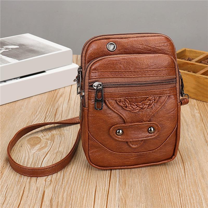 Fashion Vintage Messenger Bag for Women Small PU Leather Shoulder Crossbody Purse Handbag