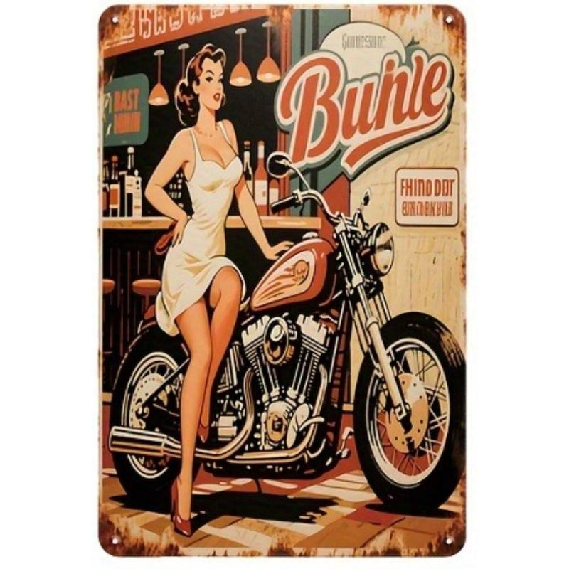 Pin-Up Girl Metal Sign, Retro Wall Art Decor