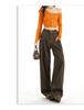 Women's Autumn Retro High Street Loose Fit Straight-Leg Wide Mop Jeans