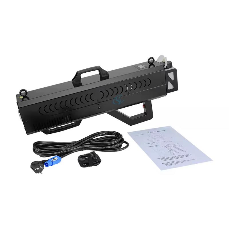 

Портативная 1500 Вт RGB LED Jet FX Дымовая пушка Мощный выход Воздушный столб DJ Световая пушка Машина для распыления тумана для сцены Свадьбы 220v чёрный