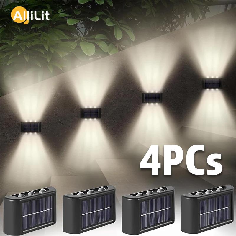 AlliLit LED Solar Lamp Outdoor Waterproof Wall Lights For Garden Yard Decor Landscape Up and Down Luminous Lighting 1~4pcs