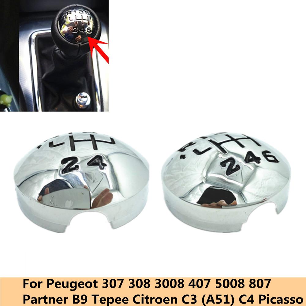 5/6 Speed Gear Shift Knob Emblem Cover Cap For PEUGEOT 307 308 3008 407 5008 PARTNER B9 TEPEE for Citron C3 (A51) C4 Picasso C8