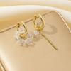 Statement Minimalist Gold  Color Asymmetric Square Crystal Pendant Hoop Earrings Street Style Elegant Fashion Jewelry