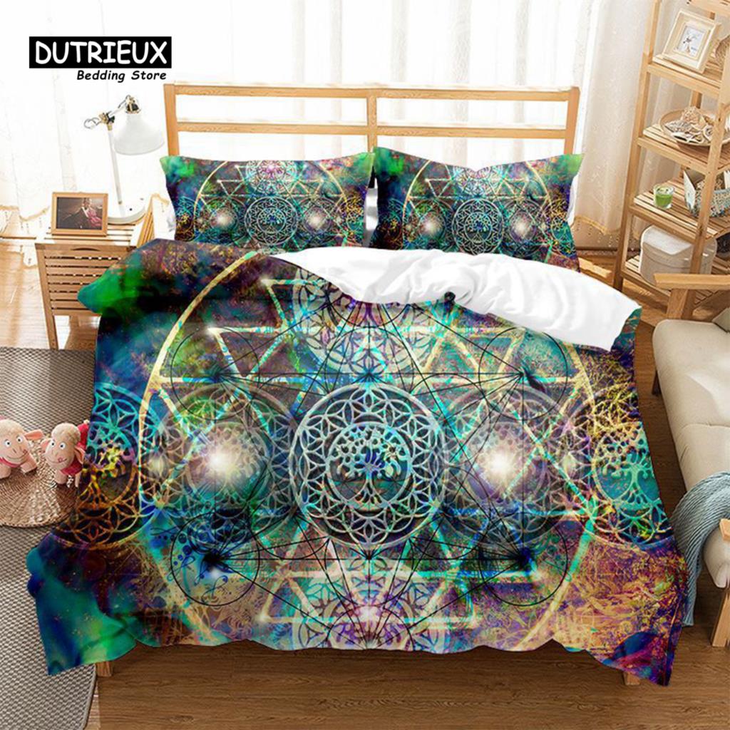 

Comforter Soft Colorful Mandala Bedding Set Bohemian Microfiber Floral 3D Print For Kids Adults Bedroom Decor Comforter (quilt)-EU Single(135*200cm)3pcs