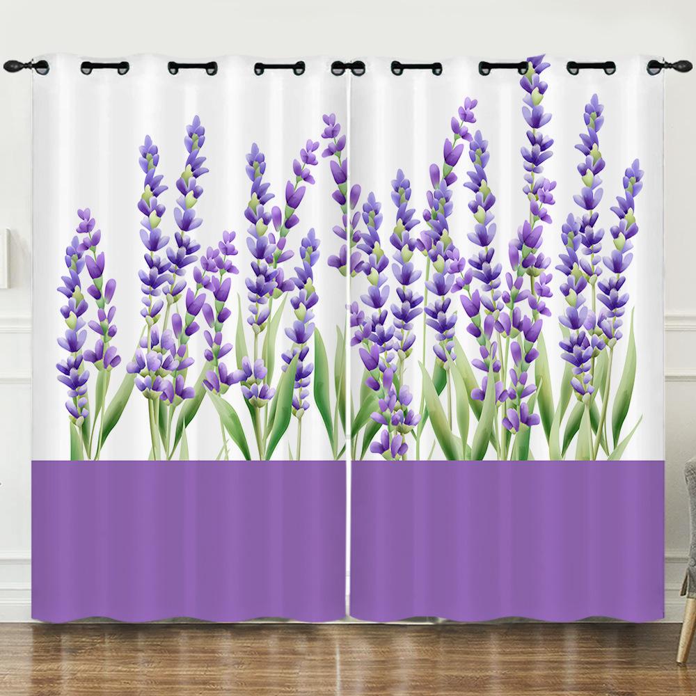 Floare Perdea Floare Lavandă Violetă Imprimare Digitală 3D Perdea Blackout Perforată