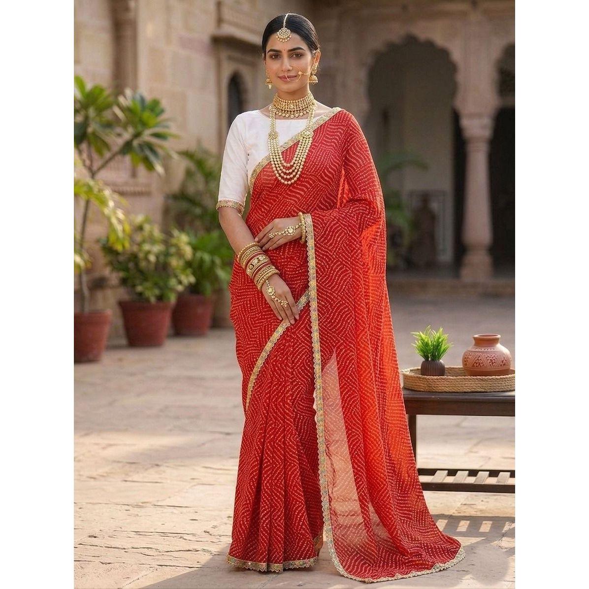 Premium Bandhani Style Georgette Saree