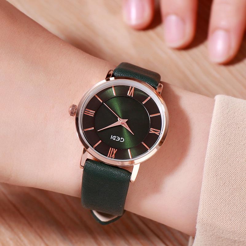 GEDI Roman Numeral Casual Women's Watch - Fashionable Retro Style, Versatile for Student Trends.
