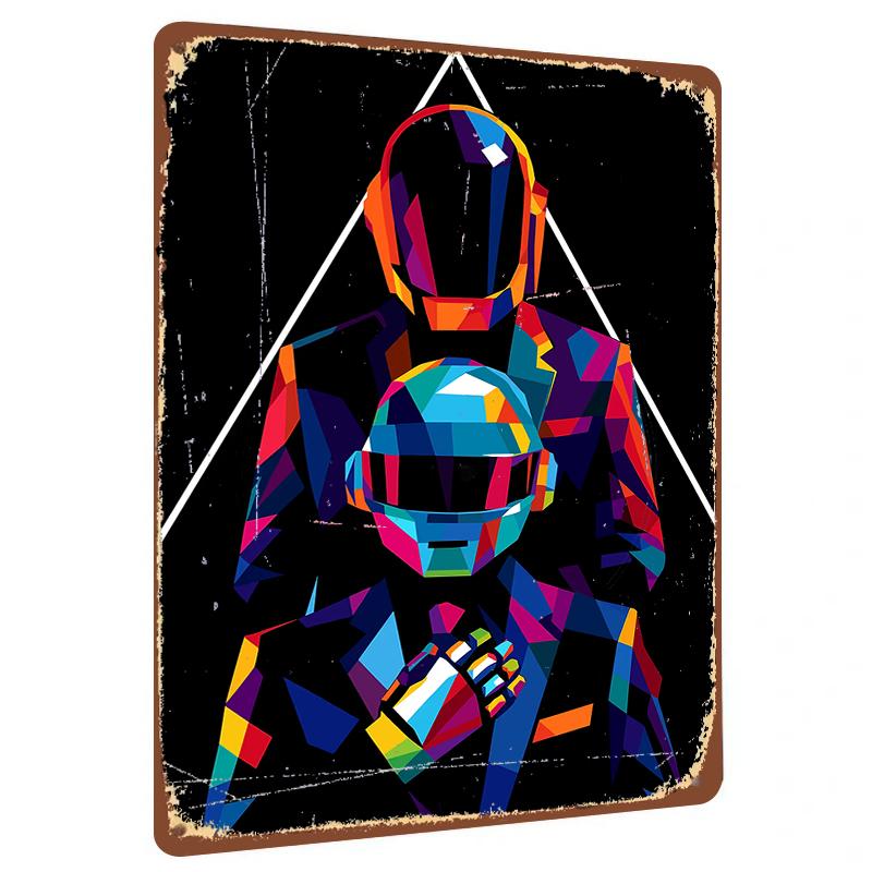 

Geometric Robot Iron Painting Modern Living Room Wall Art Metal Home Decorative Ornament 20x30cm（7.8x11.8inch）