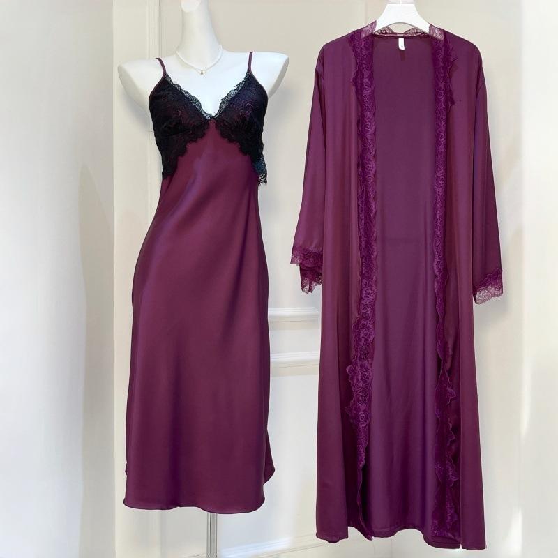 Sexy women's nightgown thin suspender vest with chest pad summer simulation silk hanging skirt nightgown dress live stream