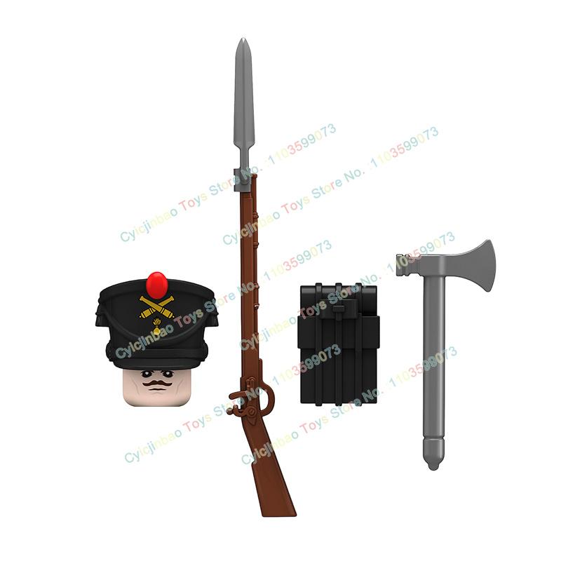 Napoleonische Kriege Britische Französische Füsiliere Dragoner Bausteine Actionfiguren Zubehör Kopf Waffe Kinderspielzeug N001-048