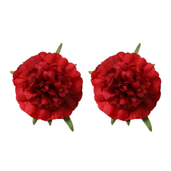

2Pcs Women Hairpins 3D Flower Decor Hair Clips Anti-slip Teeth Holiday Leisure Side Bang Hair Pins Hair