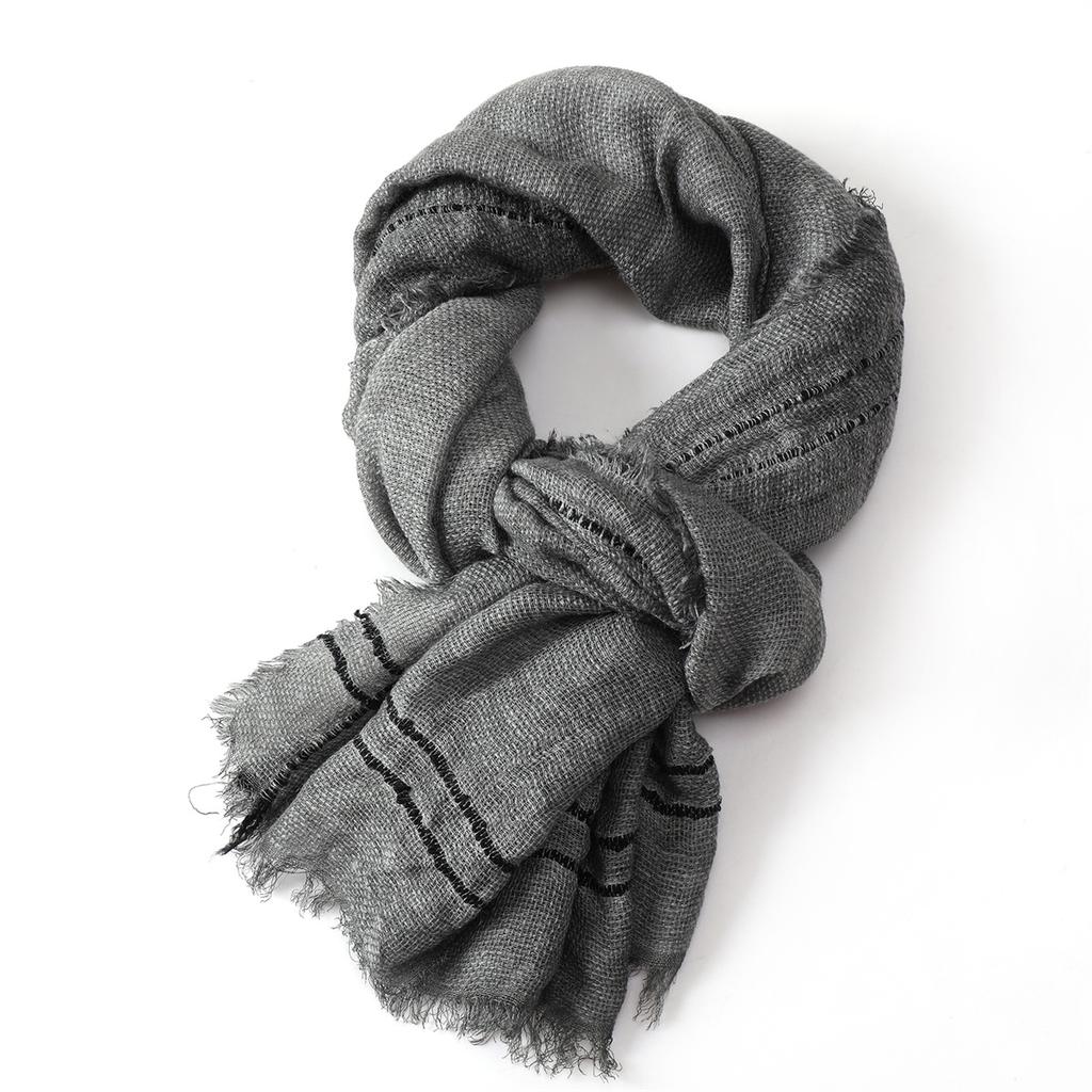 Fashion Men Cotton Linen Striped Scarf