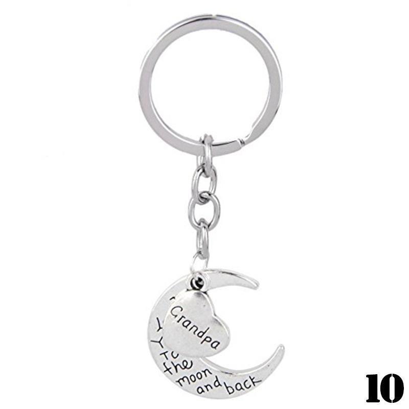 1pcs Grandpa/Son I Love you to the moon and back Key Ring Keyring Xmas Gift Silver