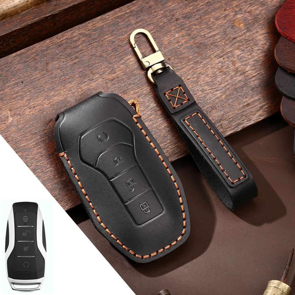 HALLMO Genuine Leather Car Key Case Cover For BYD