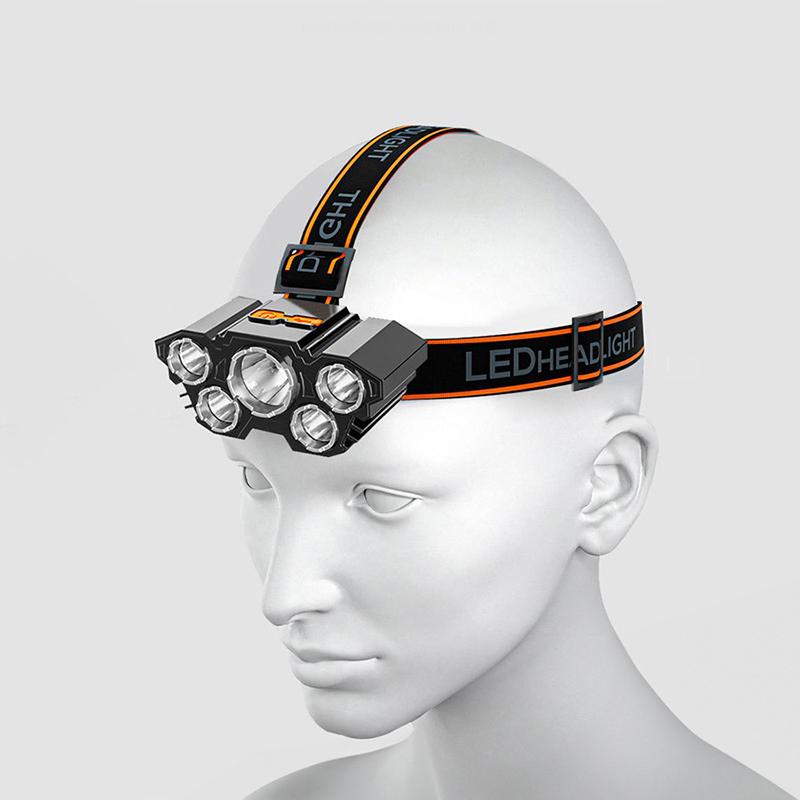 Super Bright 5 Led Head Flashlight Usb Rechargeable Headlamp Outdoor Powerful Waterproof Camping Fishing Adventure Head Lantern
