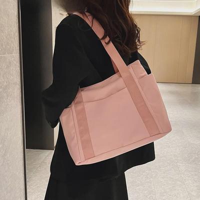Borsa Tote in Tela Monocolore Giapponese - Borsa a Spalla Casual da Donna per Uscite Semplici