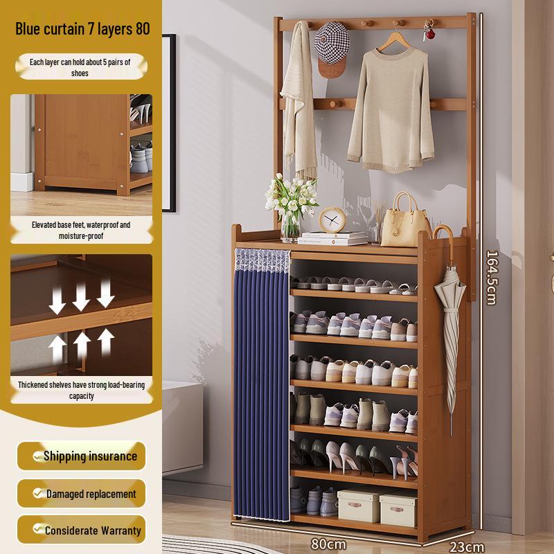 Multi-layer Dustproof Bamboo Shoe Rack for Entryway