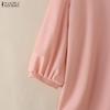 ZANZEA Women Casual V-Neck Solid Color 3/4 Sleeve Blouse