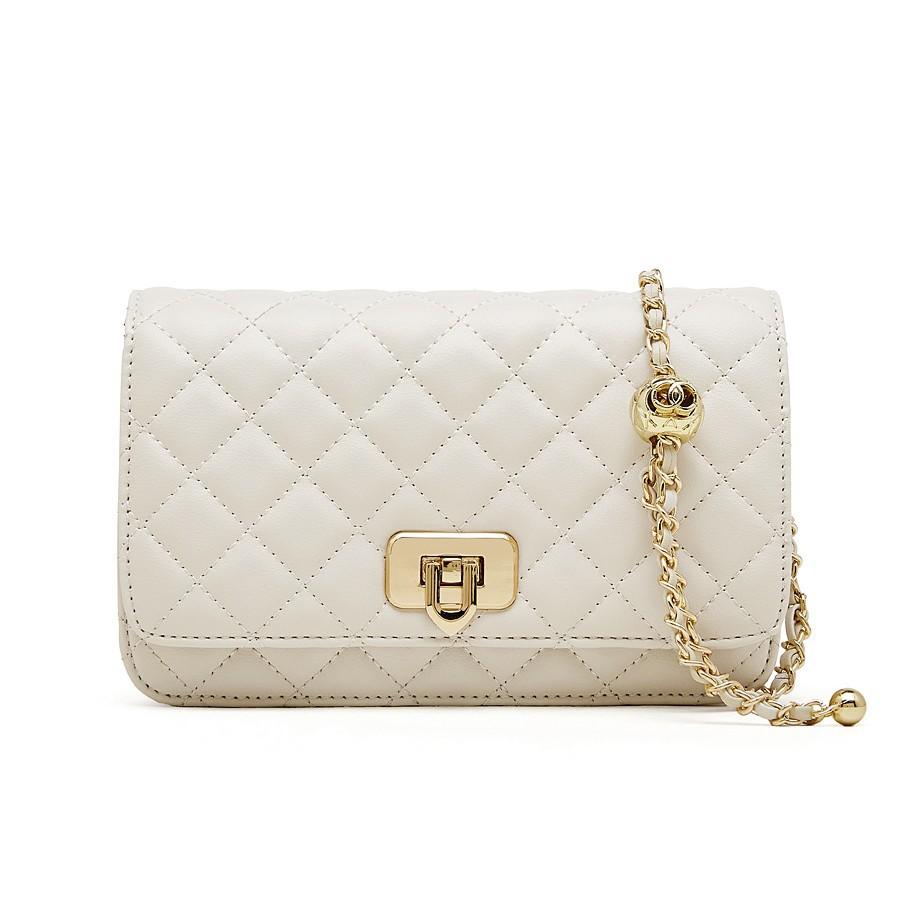 Genuine Leather Versatile Small Square Bag for Women 2025 Autumn Winter New Ins Commuting High-end Style Quilted Crossbody Chain Bag