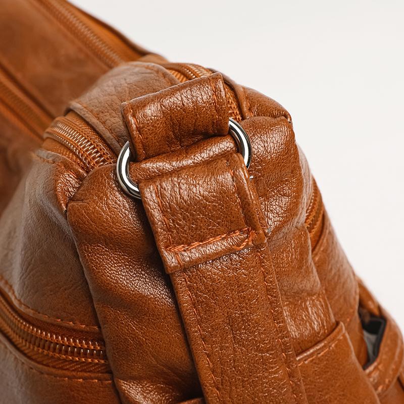 Geantă de damă cu mai multe straturi, geantă de mamă retro cu capacitate mare, geantă de umăr crossbody