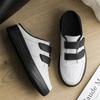 Fashion Casual Leather Men Slippers Suitable Summer Outdoor Muller Shoes Activities Half Drag Leisure Walk Male Walking Shoes Lazy Flats