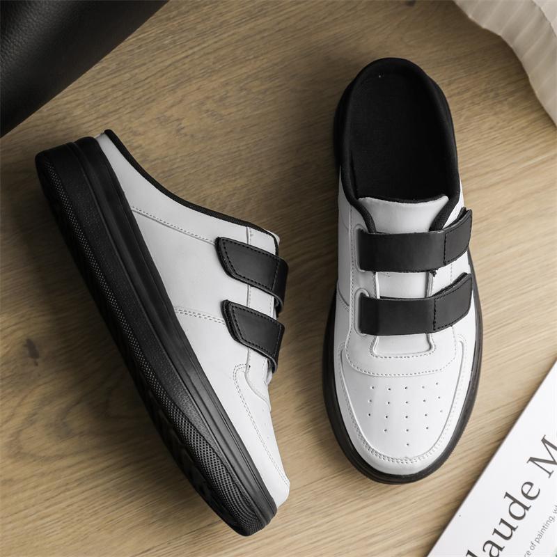 Fashion Casual Leather Men Slippers Suitable Summer Outdoor Muller Shoes Activities Half Drag Leisure Walk Male Walking Shoes Lazy Flats
