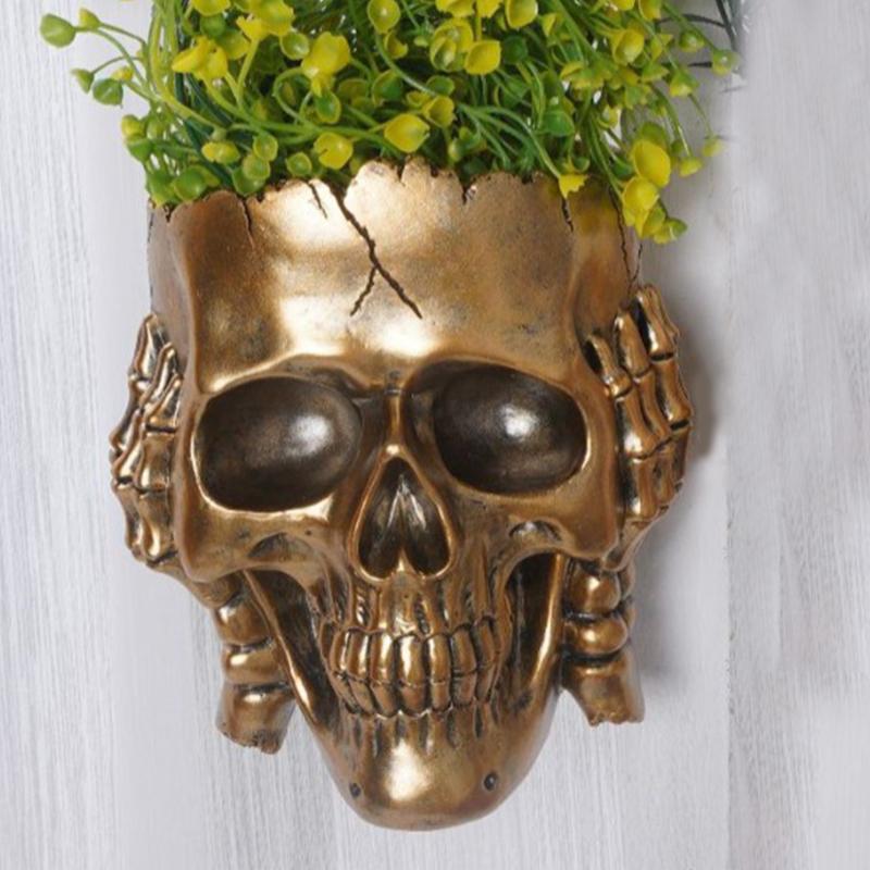 

1 шт. Модель дизайна черепа из смолы, декор для офиса, кашпо, скульптуры, ремесленное украшение, скелет, настольный цветочный горшок, контейнер для дома и сада